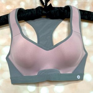 Layer 8 Sports Bra - gray & pink - size small